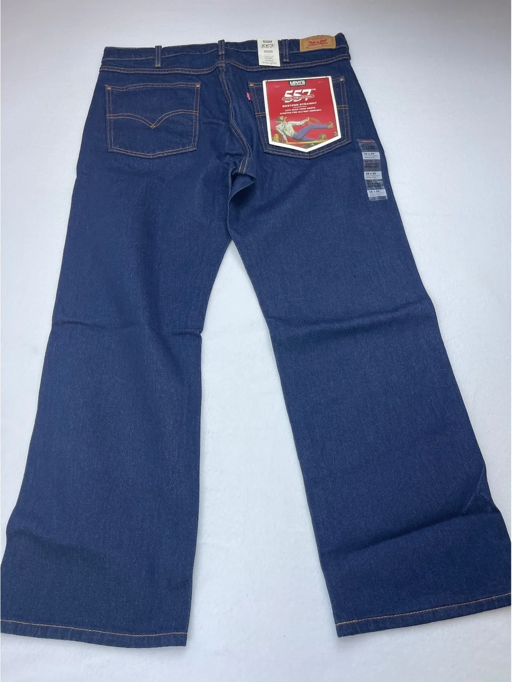 Levi's 557 Western Straight Stretch Jeans 36x29 Dark Blue Denim